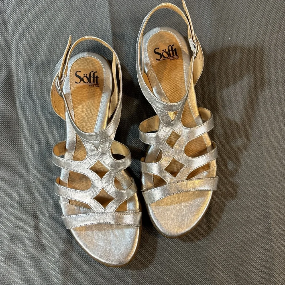 Söfft Rio II women’s leather strappy silver sandals size 9 - Picture 5 of 7